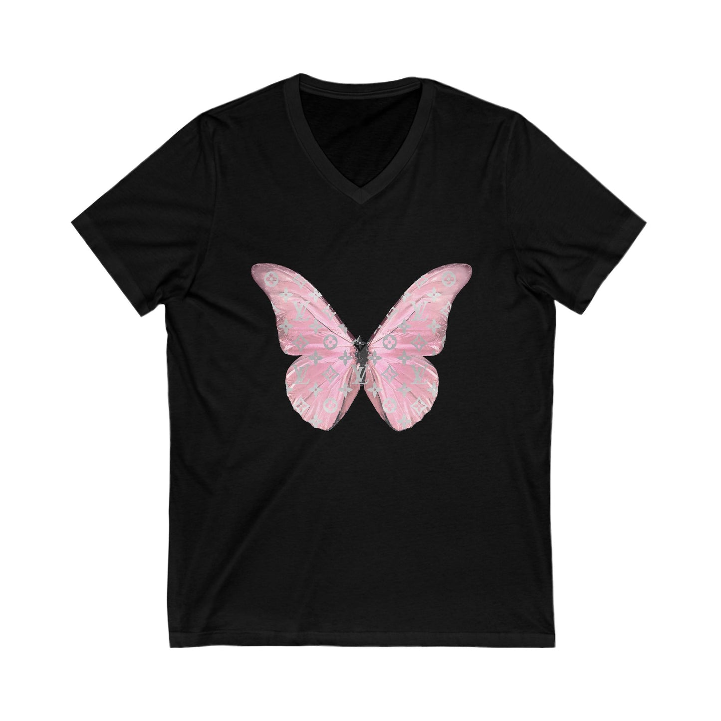 Designer Pink Butterfly II V-Neck Tee