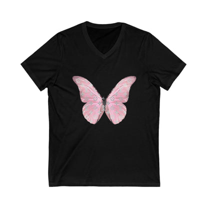 Designer Pink Butterfly II V-Neck Tee