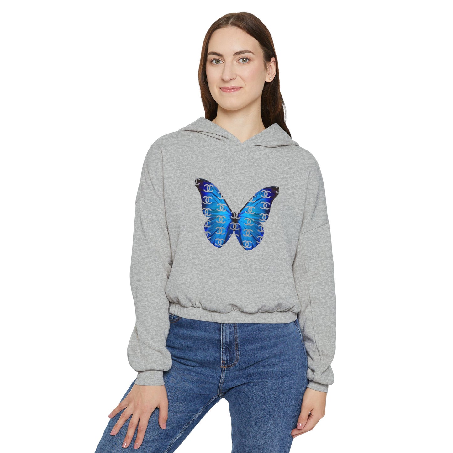 Designer Blue Butterfly Cinched Hoodie