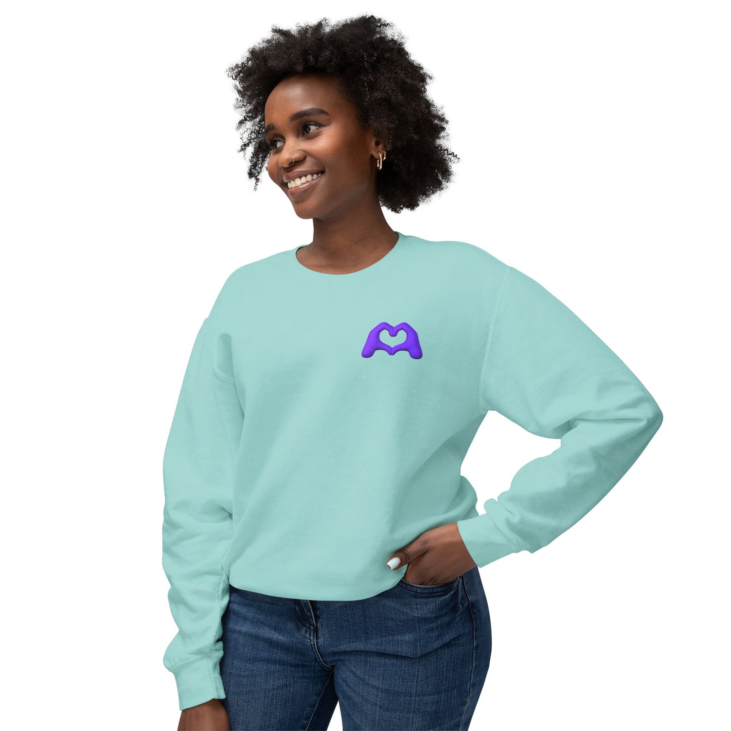 Purple Hand Heart Unisex Crewneck Sweatshirt