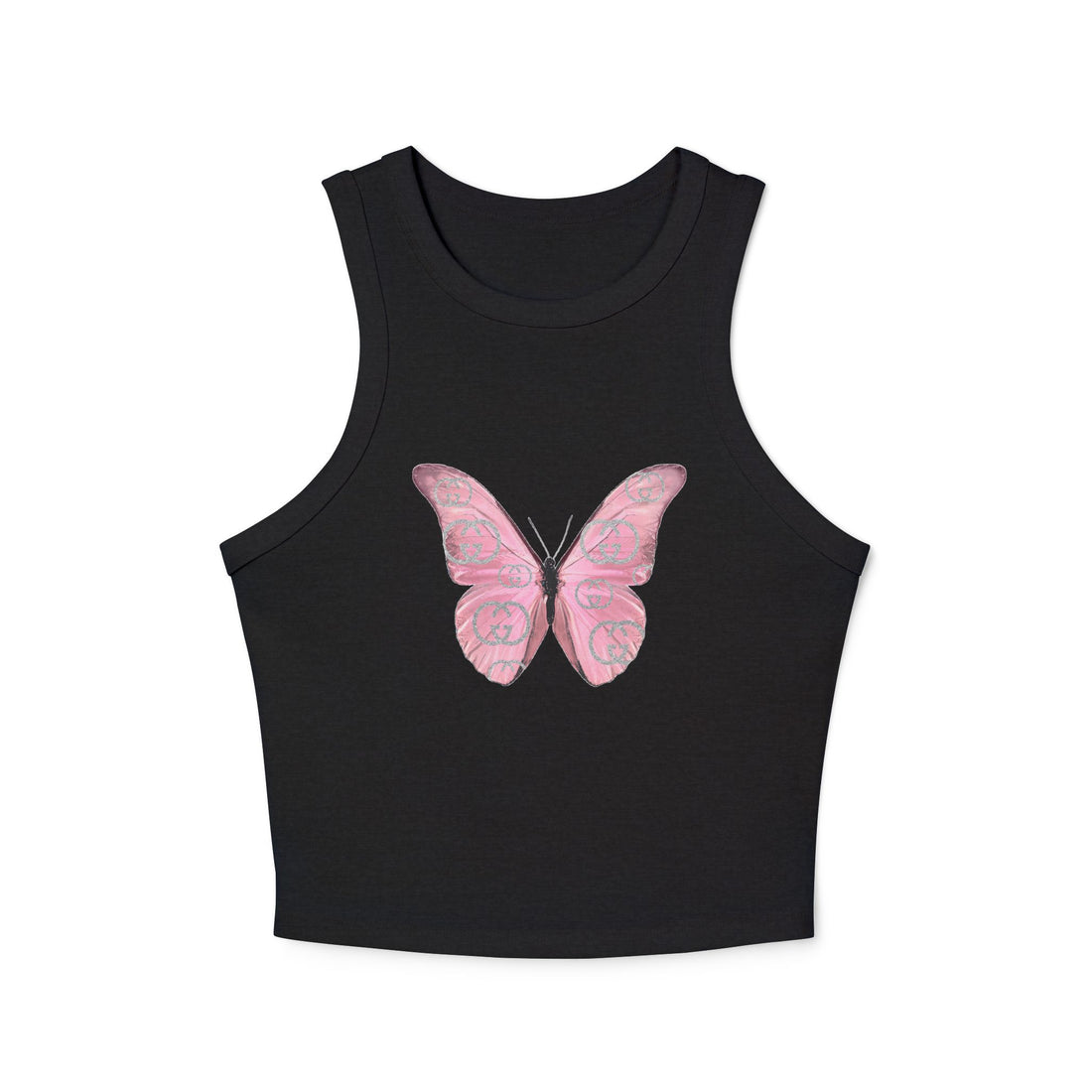 Designer Pink Butterfly I Racer Tank