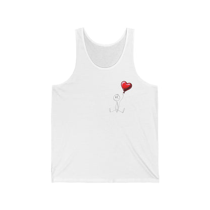 Guy the Stickman on the Ground with Red Balloon Unisex Jersey Tank