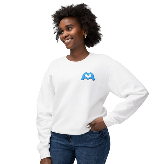 Blue Hand Heart Unisex Crewneck Sweatshirt