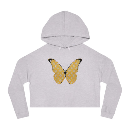 Designer Yellow Butterfly Cropped Hoodie