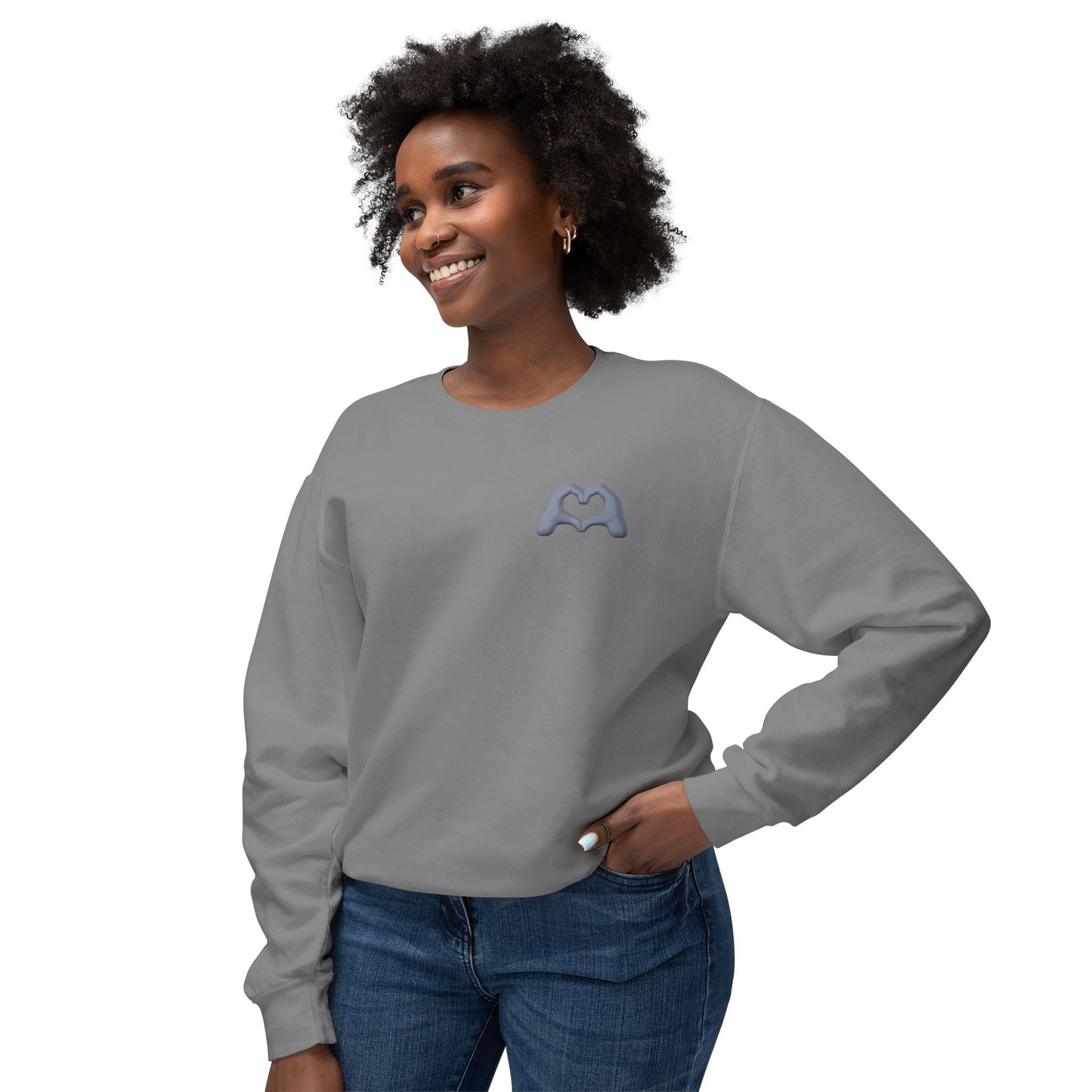 Silver Hand Heart Unisex Crewneck Sweatshirt