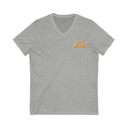 Gold Hand Heart Unisex Jersey Short Sleeve V-Neck Tee