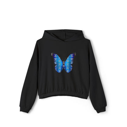 Designer Blue Butterfly Cinched Hoodie