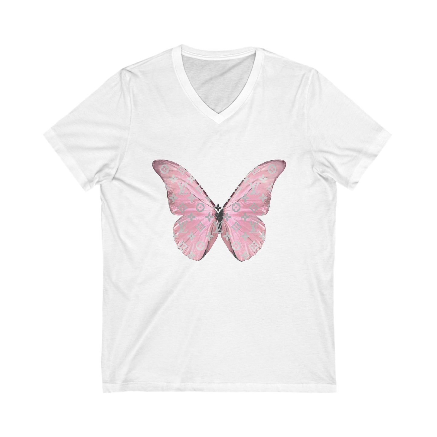 Designer Pink Butterfly II V-Neck Tee