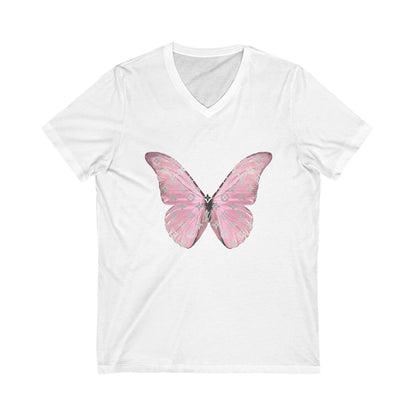 Designer Pink Butterfly II V-Neck Tee