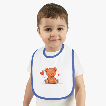 Beary Hand Heart Contrast Trim Jersey Bib