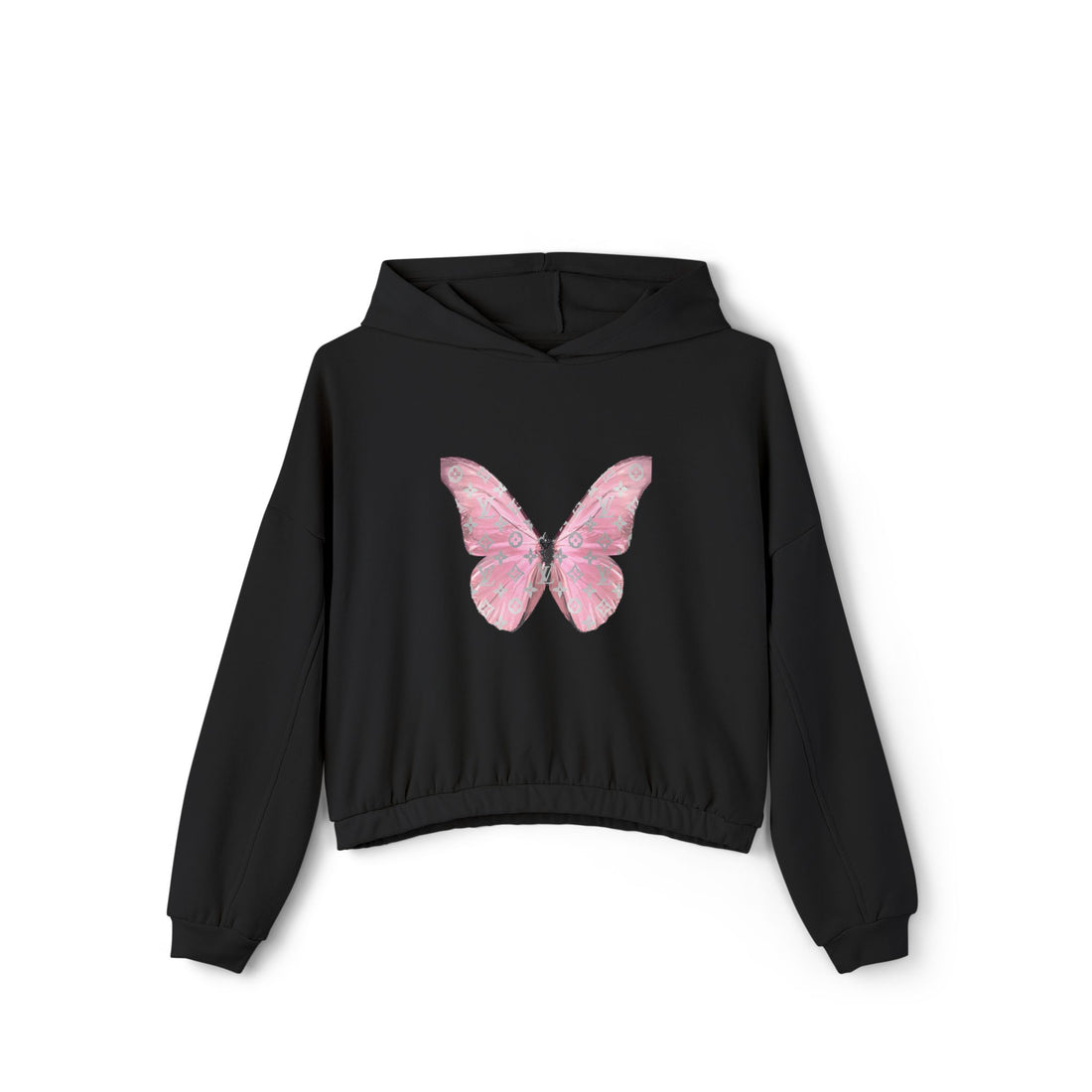 Designer Pink Butterfly II Cinched Hoodie