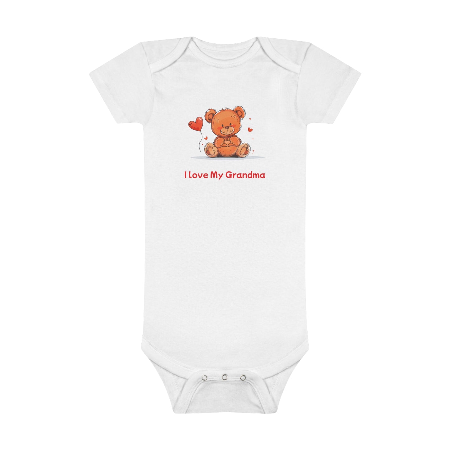 Beary Hand Heart I LOVE MY GRANDMA Baby Onesie