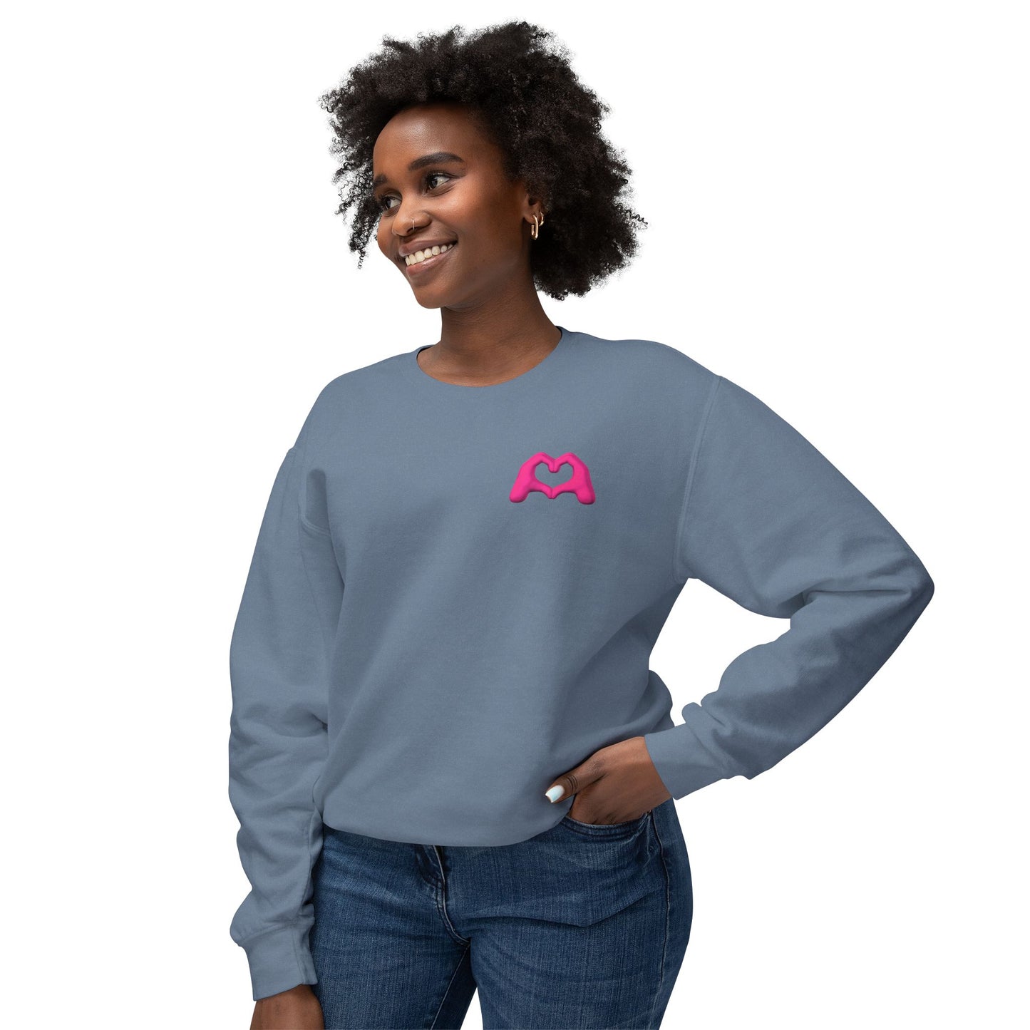 Pink Hand Heart Unisex Crewneck Sweatshirt