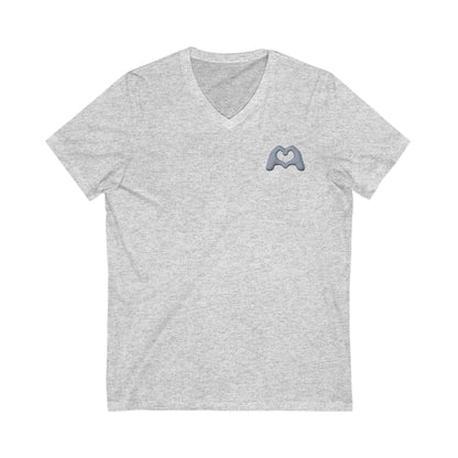 Gray Hand Heart Unisex Jersey Short Sleeve V-Neck Tee