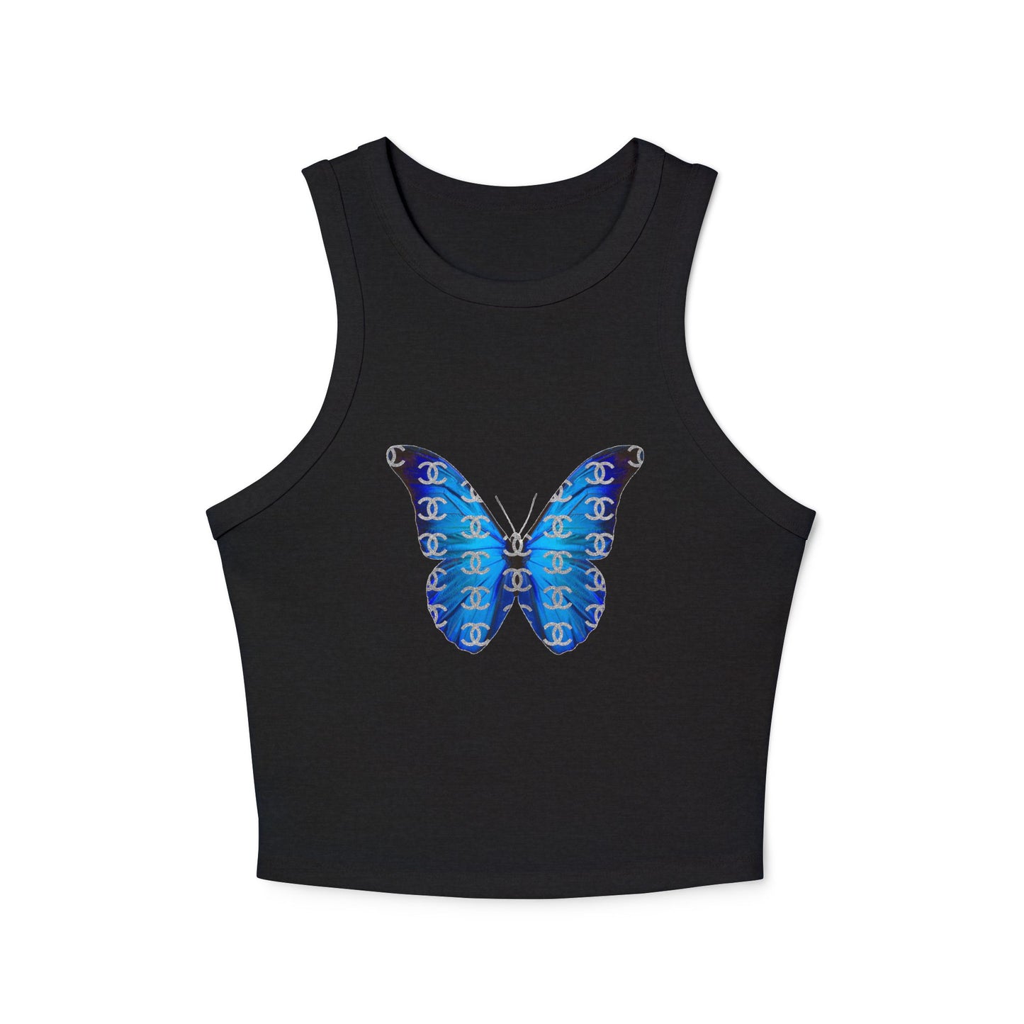 Designer Blue Butterfly Racer Tank