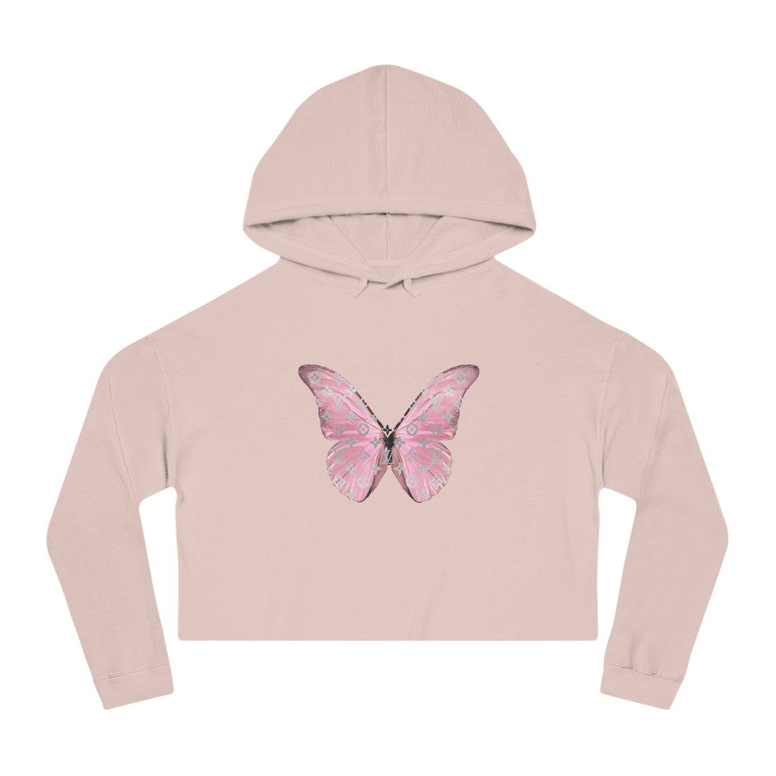 Designer Pink Butterfly II Cropped Hoodie