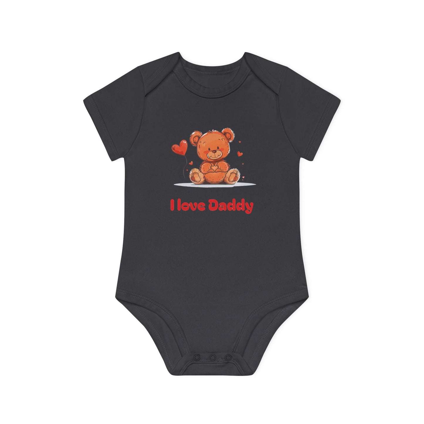 Beary Hand Heart I LOVE DADDY Baby Organic Onesie