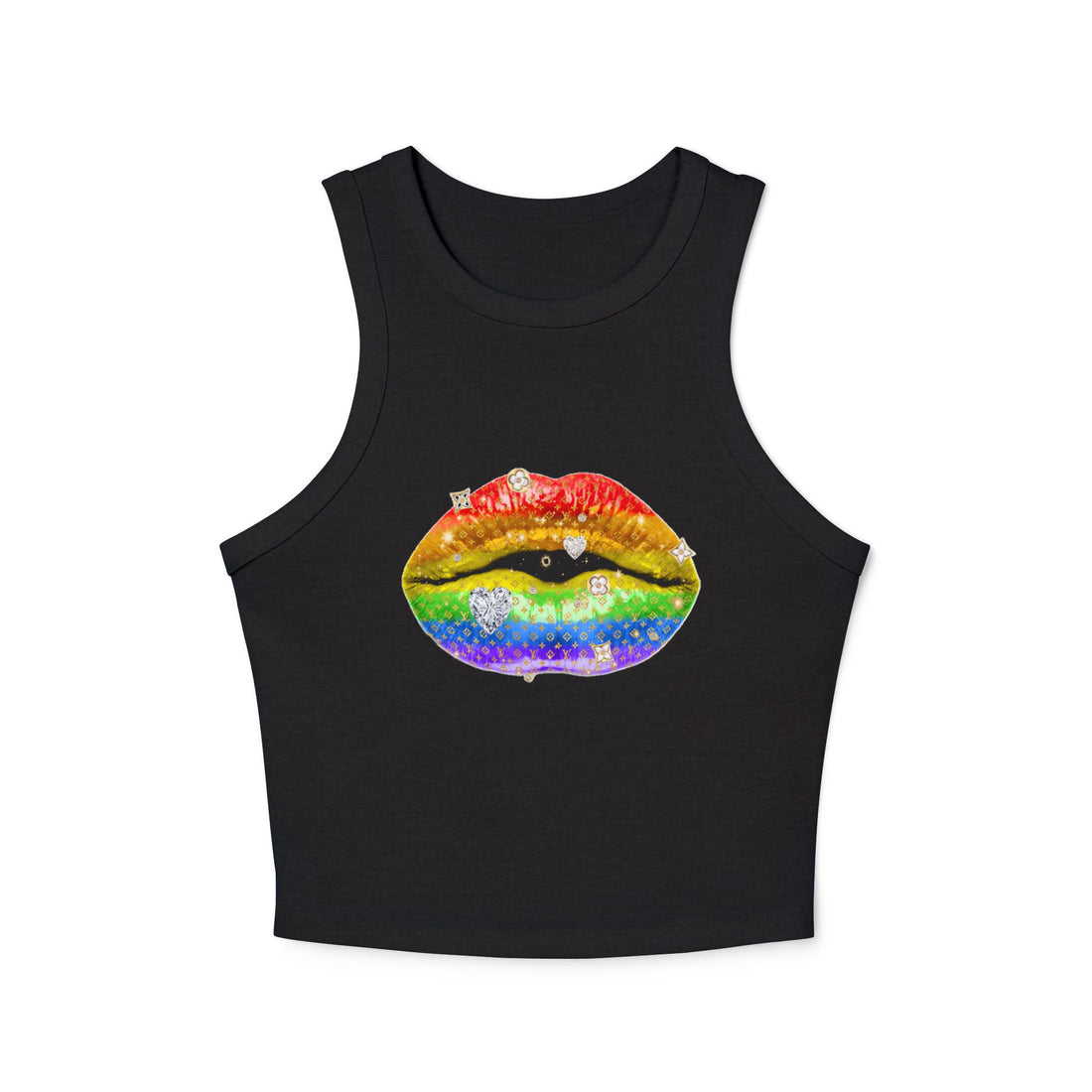 Designer Glam Rainbow Lips Racer Tank