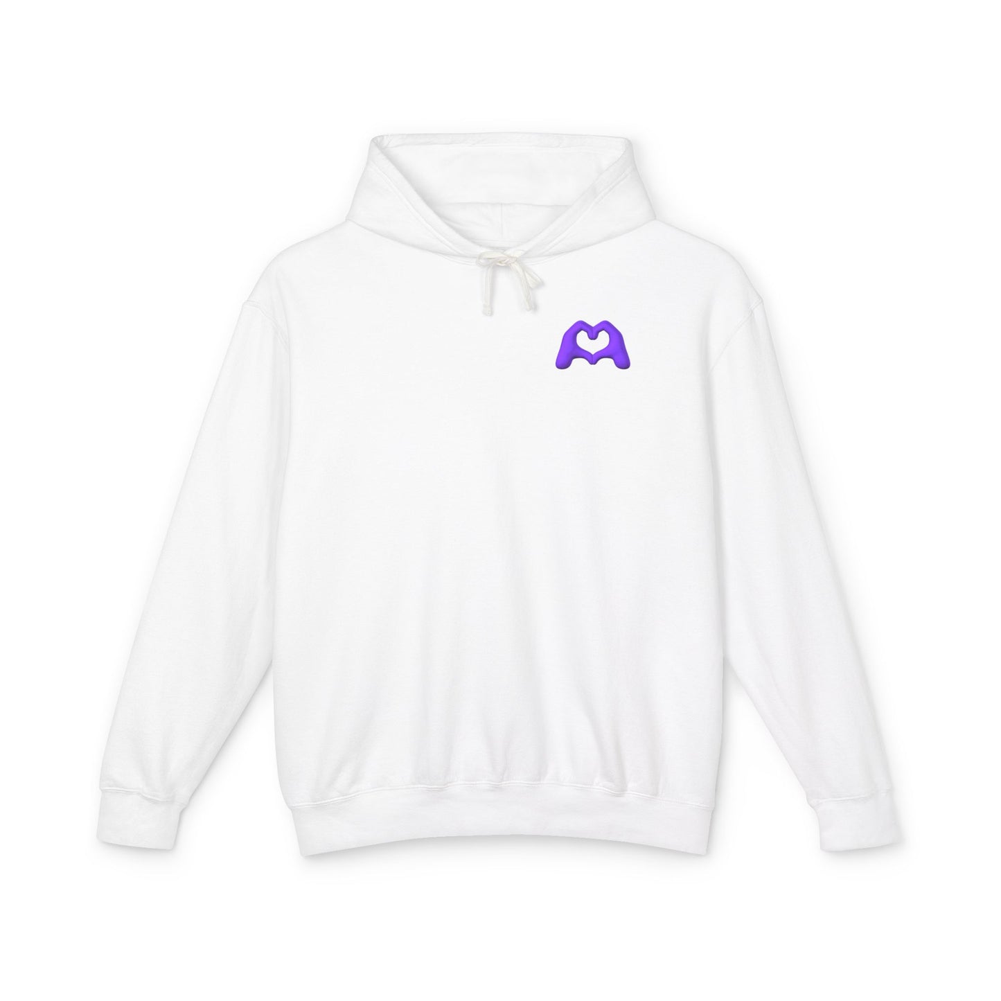 Purple Hand Heart Unisex Lightweight Hooded Sweatshirt