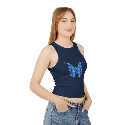 Designer Blue Butterfly Racer Tank