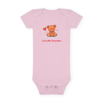 Beary Hand Heart I LOVE MY GRANDMA Baby Onesie