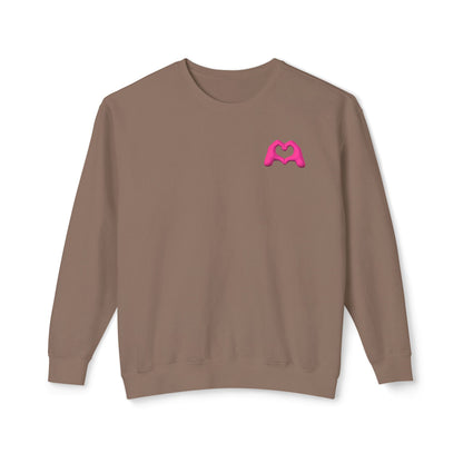 Pink Hand Heart Unisex Crewneck Sweatshirt