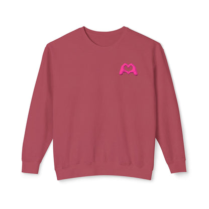 Pink Hand Heart Unisex Crewneck Sweatshirt