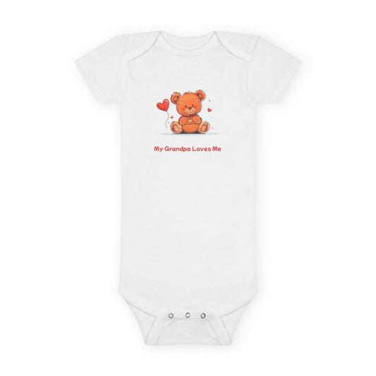 Beary Hand Heart MY GRANDPA LOVES ME Baby Onesie