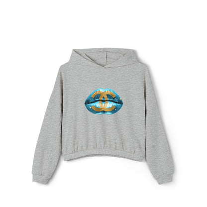 Designer Glam Blue Lips Cinched Hoodie