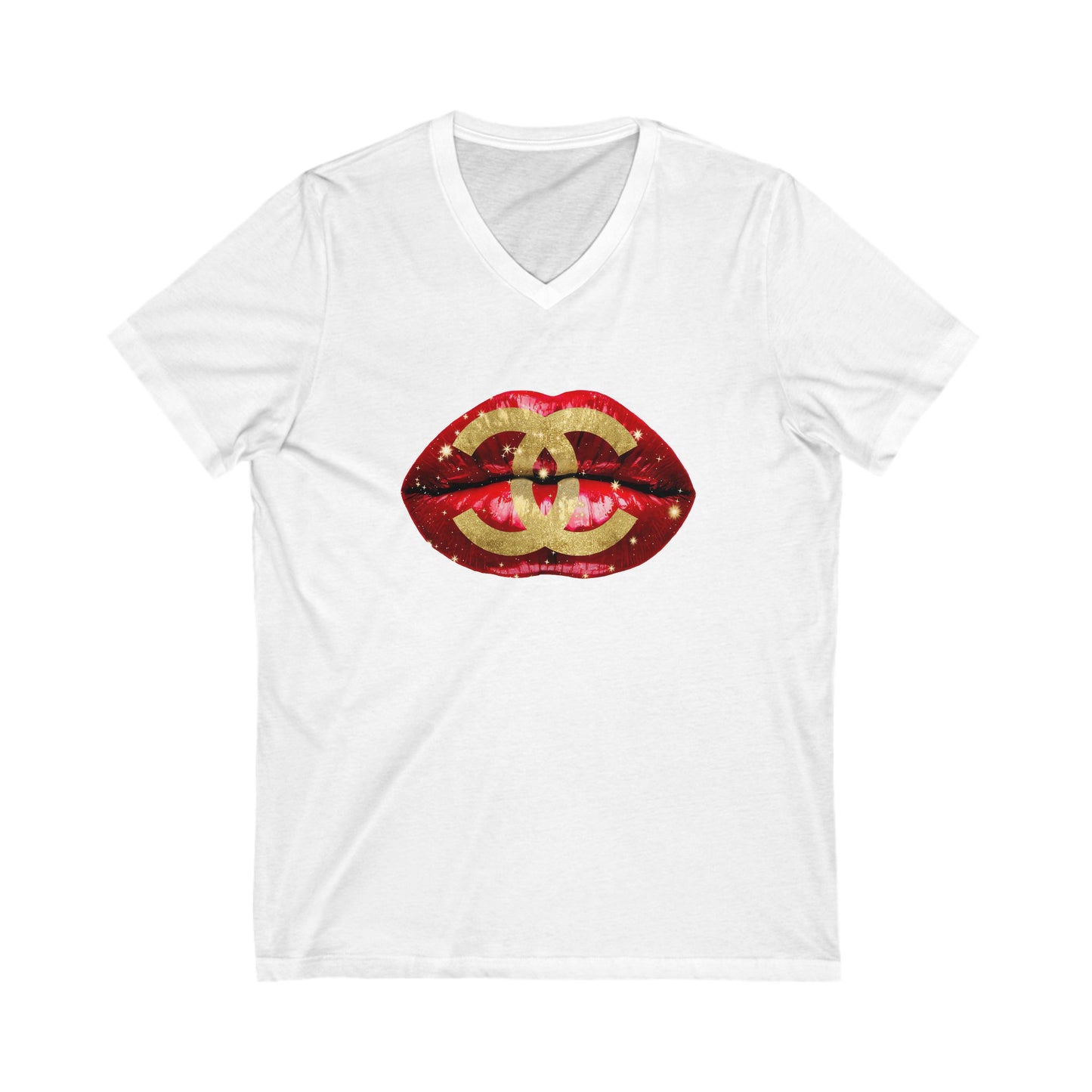 Designer Glam Sexy Red Lips I V-Neck Tee