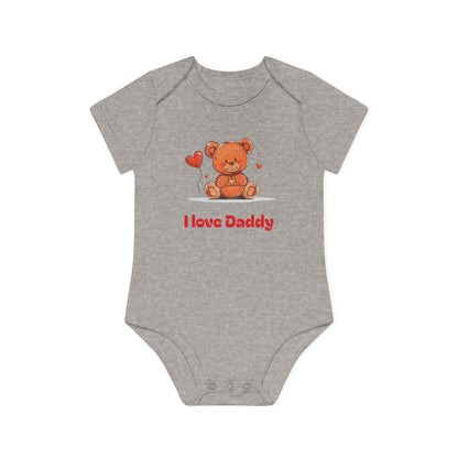 Beary Hand Heart I LOVE DADDY Baby Organic Onesie