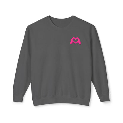 Pink Hand Heart Unisex Crewneck Sweatshirt