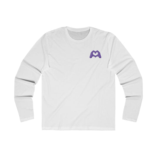 Purple Hand Heart Men's Long Sleeve Hand Heart Crew Tee