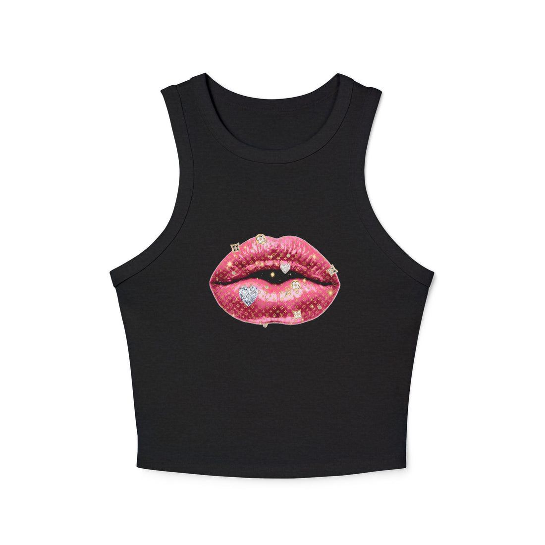 Designer Glam Pink Shimmer Lips I Racer Tank
