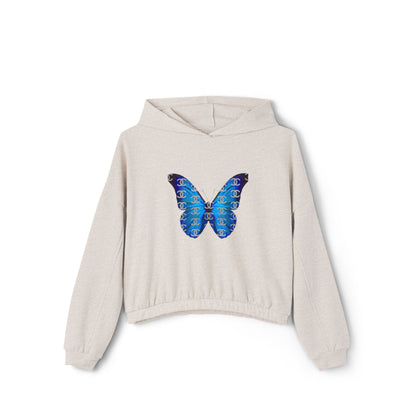 Designer Blue Butterfly Cinched Hoodie