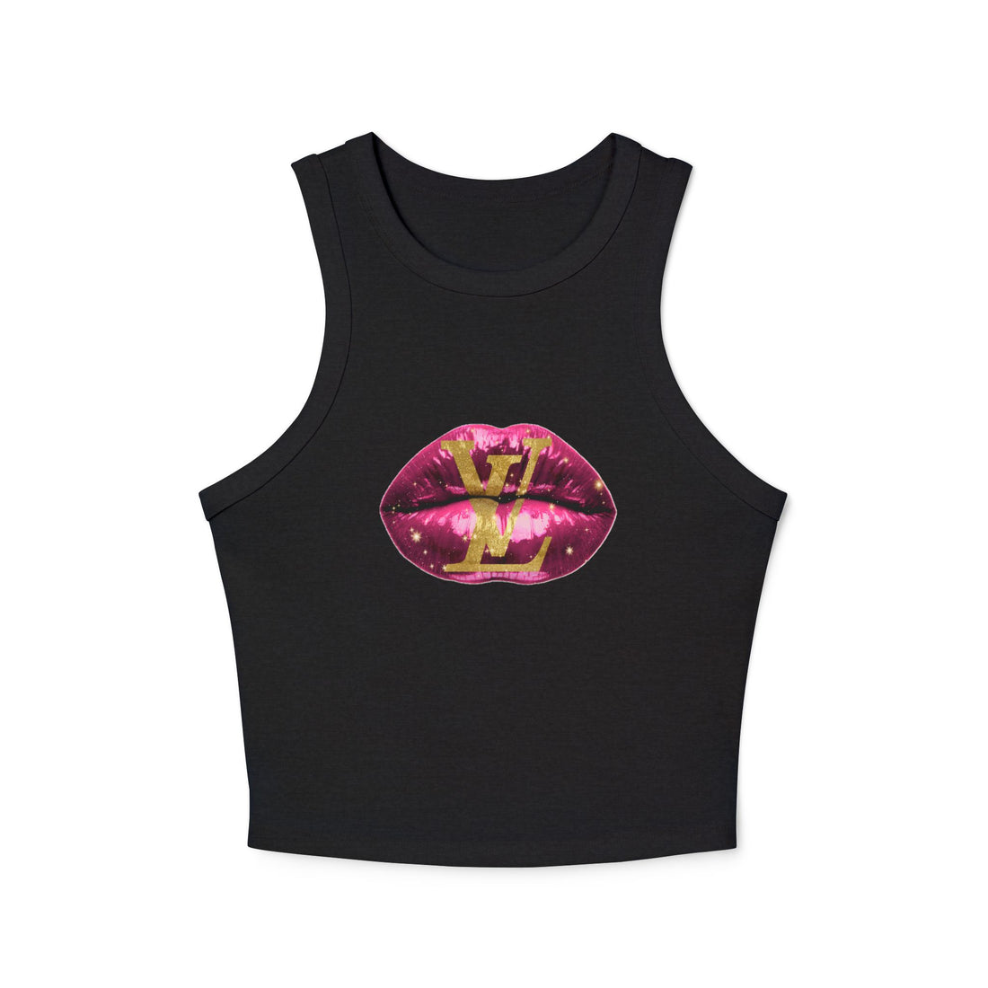 Designer Glam Pink Shimmer Lips II Racer Tank