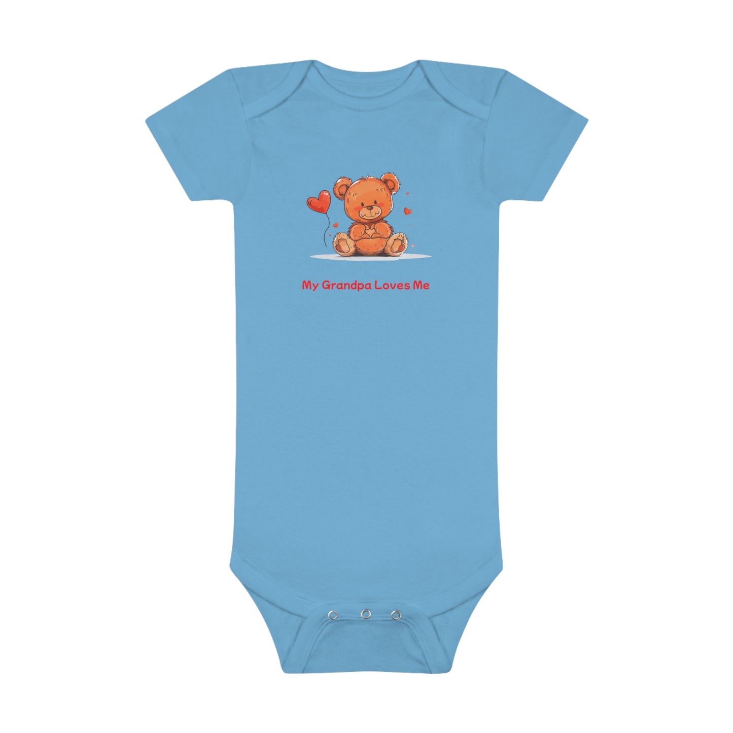 Beary Hand Heart MY GRANDPA LOVES ME Baby Onesie