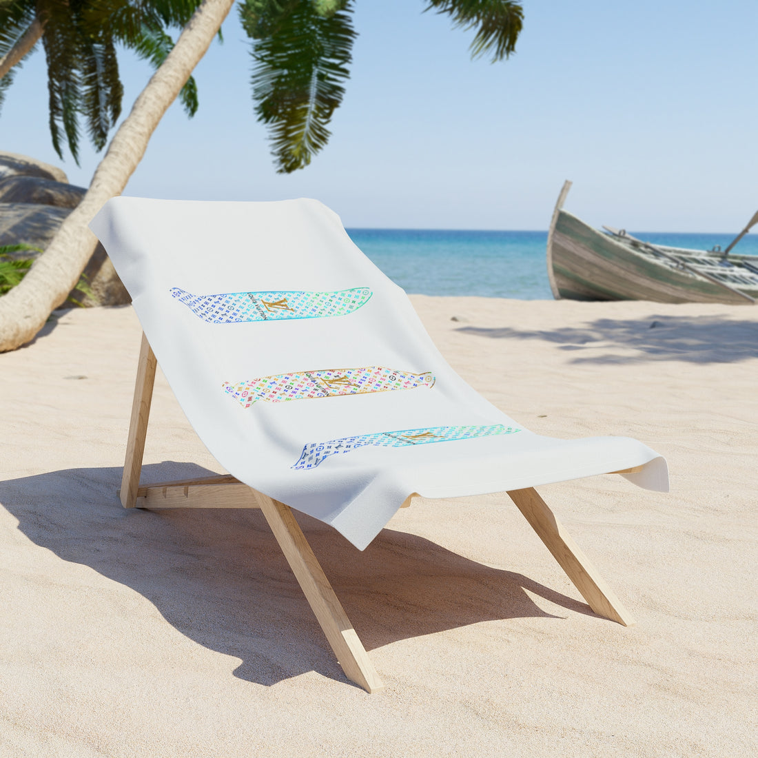 Designer Glam Multicolor Surfboard Beach Towel