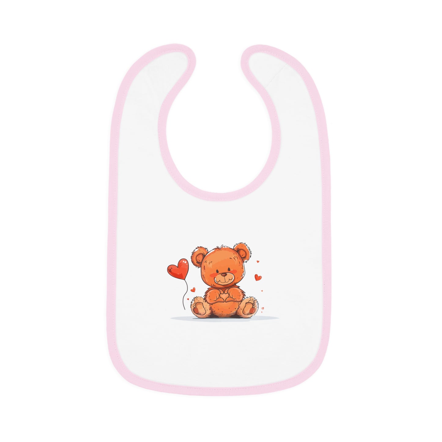 Beary Hand Heart Contrast Trim Jersey Bib