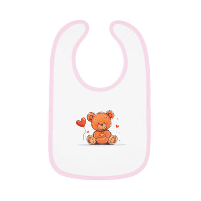 Beary Hand Heart Contrast Trim Jersey Bib