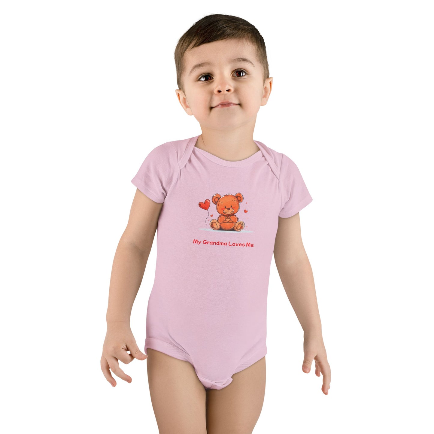 Beary Hand Heart MY GRANDMA LOVES ME Baby Onesie