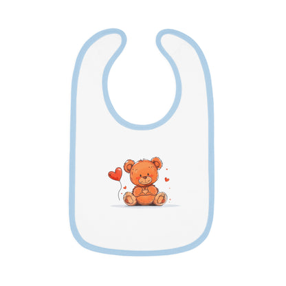 Beary Hand Heart Contrast Trim Jersey Bib