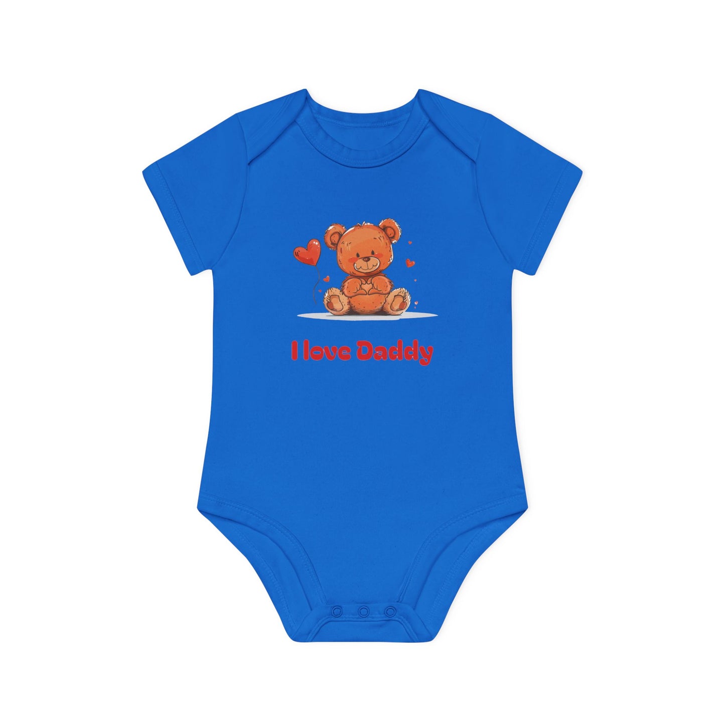 Beary Hand Heart I LOVE DADDY Baby Organic Onesie