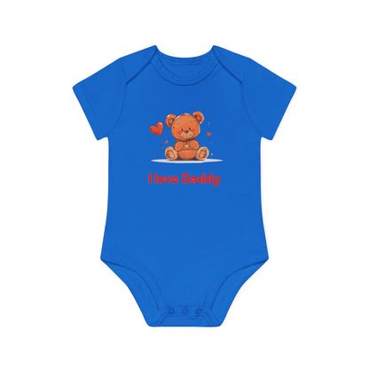 Beary Hand Heart I LOVE DADDY Baby Organic Onesie