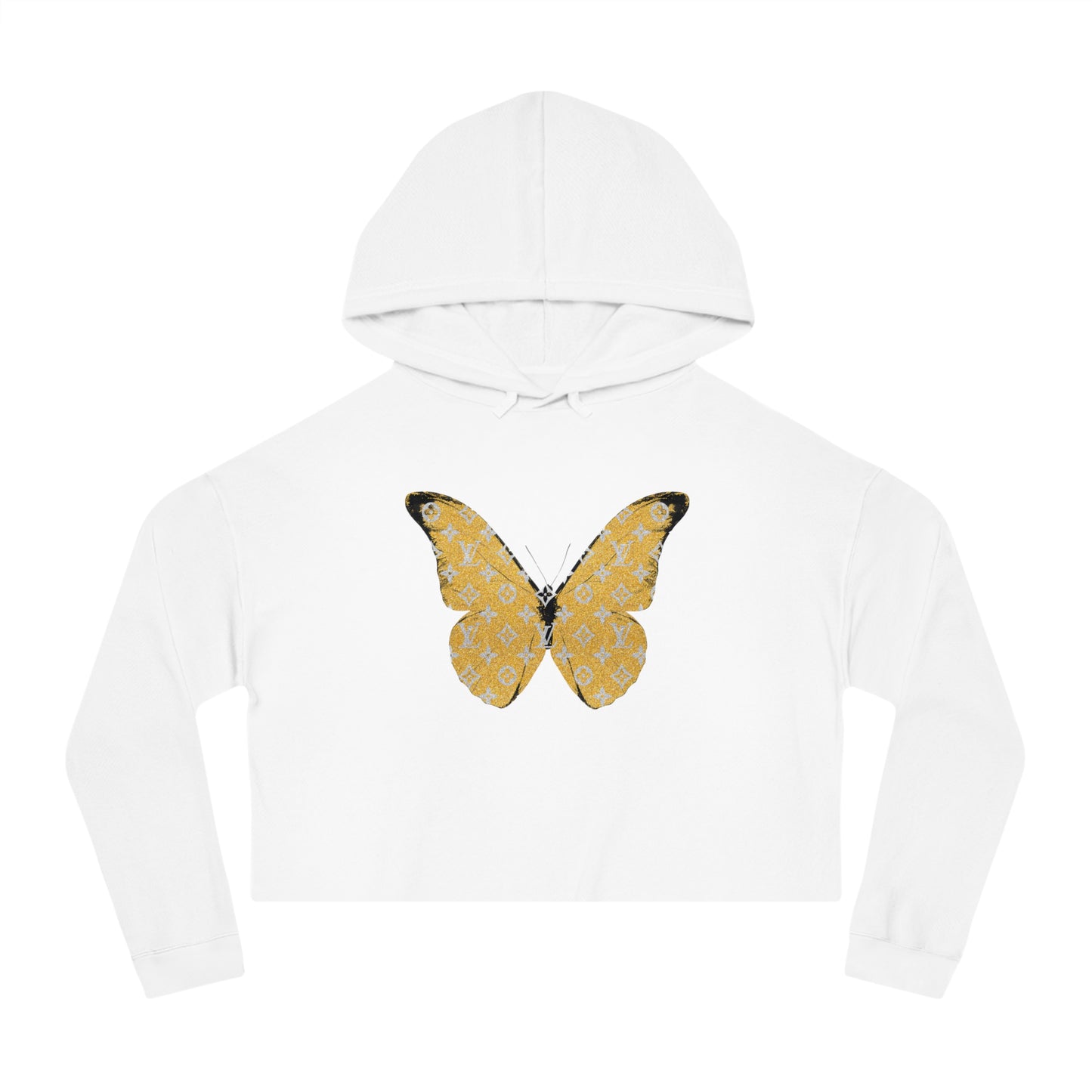 Designer Yellow Butterfly Cropped Hoodie