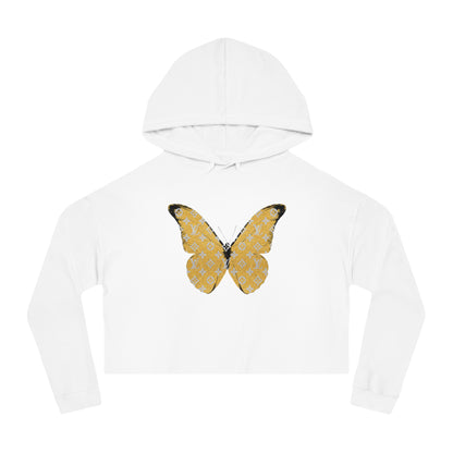 Designer Yellow Butterfly Cropped Hoodie