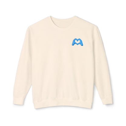 Blue Hand Heart Unisex Crewneck Sweatshirt