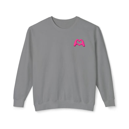 Pink Hand Heart Unisex Crewneck Sweatshirt