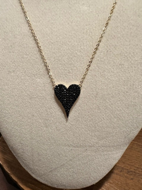 Black Swarovski Heart Necklace