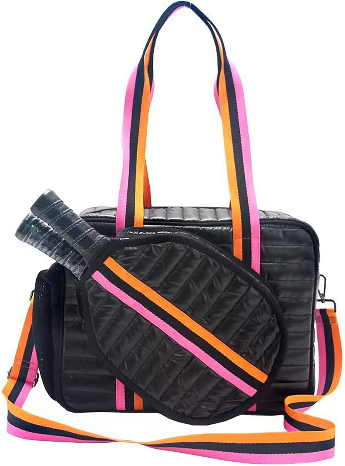 Puffer Style Pickleball Carry Bag Case Black/Pink